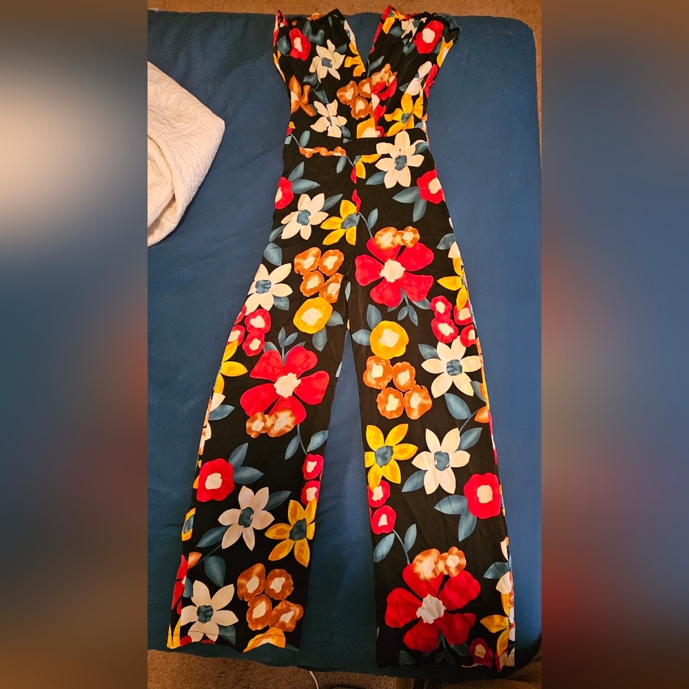 Bright Floral Womens Jumpsuit